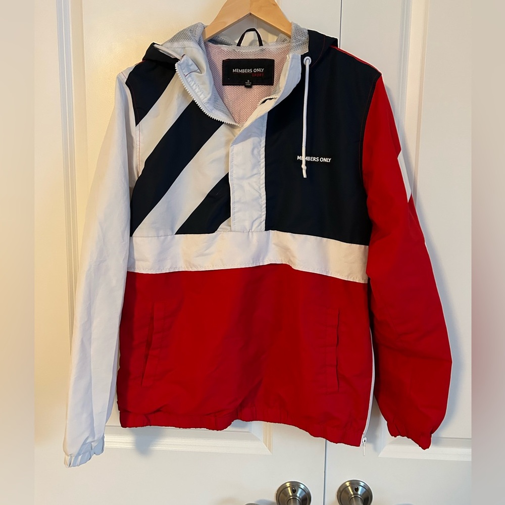 Members Only 1/2 zip windbreaker jacket Tiger Parrot Snake red white blue size S - Picture 2 of 10